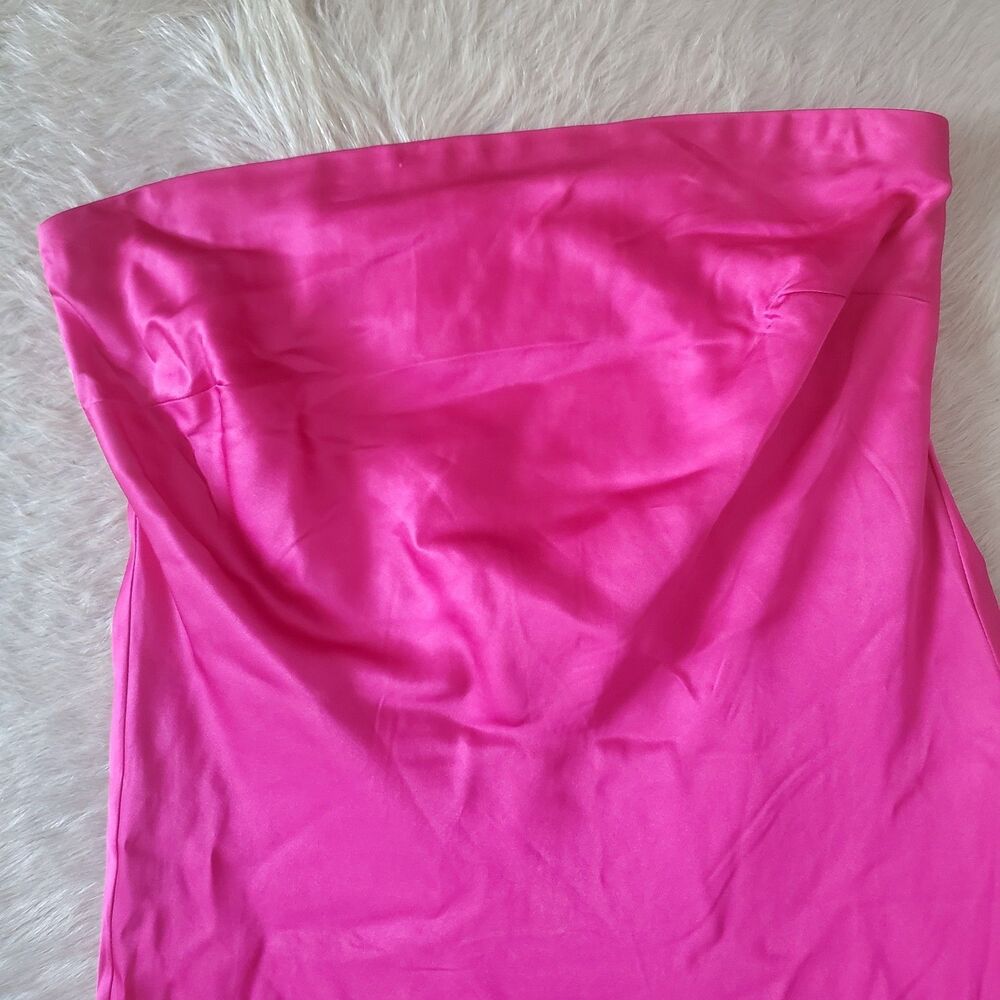 NWT French Connection Satin Midi Dress Size Small Pink Strapless Cowl Back $158 - Picture 9 of 10